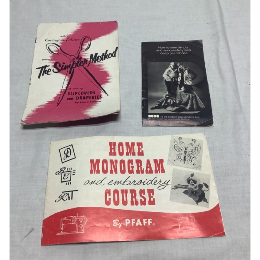 VTG 1950's sewing Booklets lot of 3 Pfaff Borg Monogram